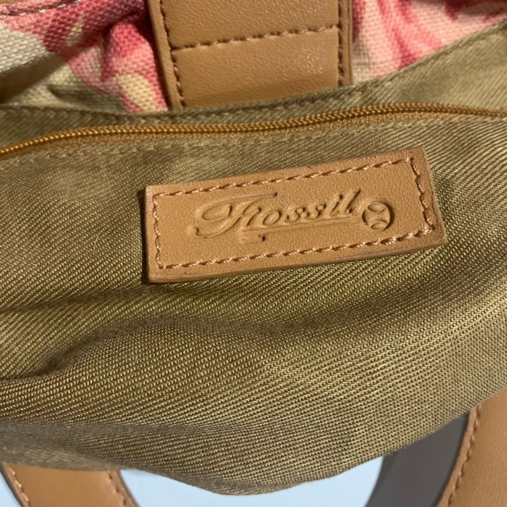 Fossil Floral Mini Tote in Cream, Pink & Tan - Picture 6 of 13